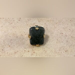 Modern Green and Gold Ring with Rectangular Stone